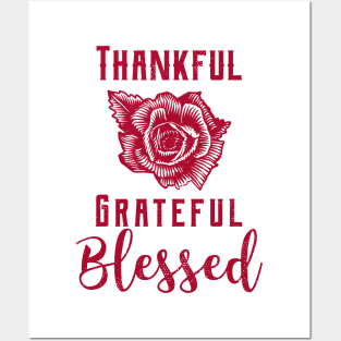 Thankful Grateful Blessed Distressed gift Posters and Art